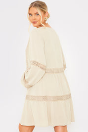 Lace Insert Smock Dress