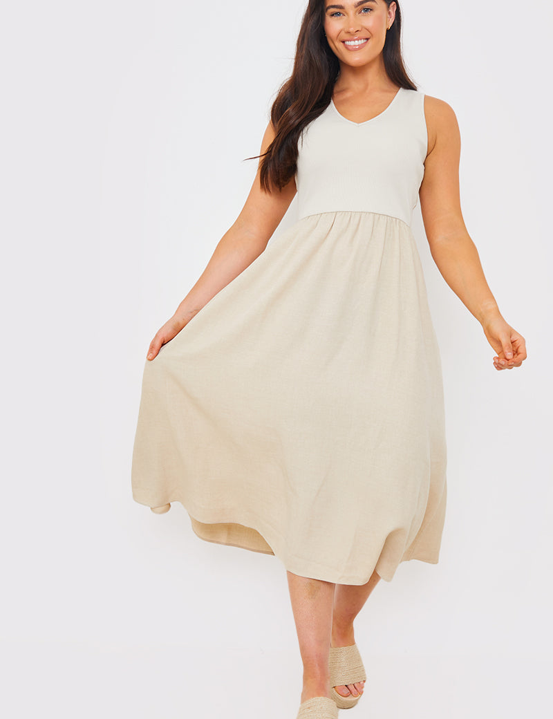 V Neck Midi Dress