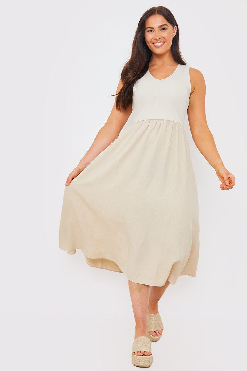 V Neck Midi Dress