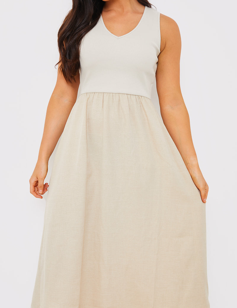 V Neck Midi Dress
