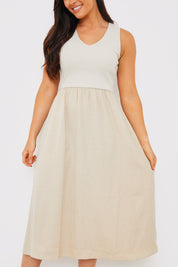 V Neck Midi Dress