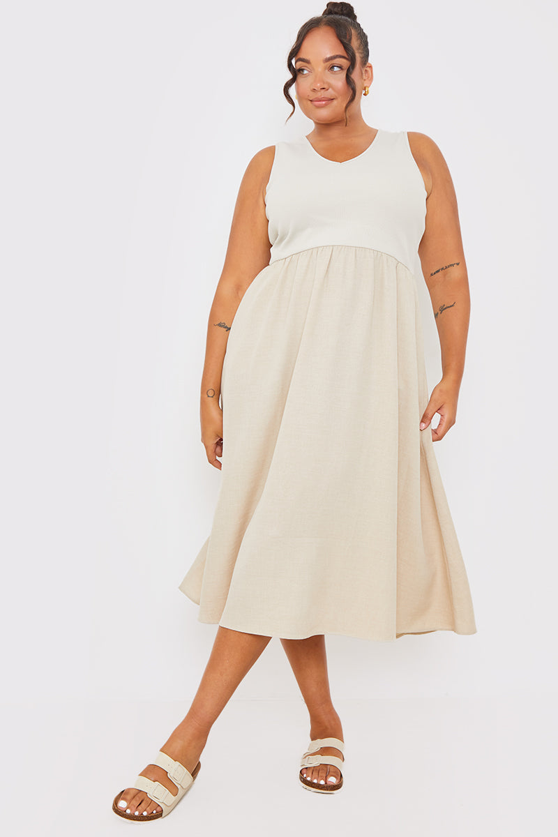 V Neck Midi Dress