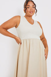 V Neck Midi Dress