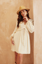 Lace Detail Long Sleeve Mini Dress
