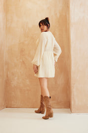 Lace Detail Long Sleeve Mini Dress