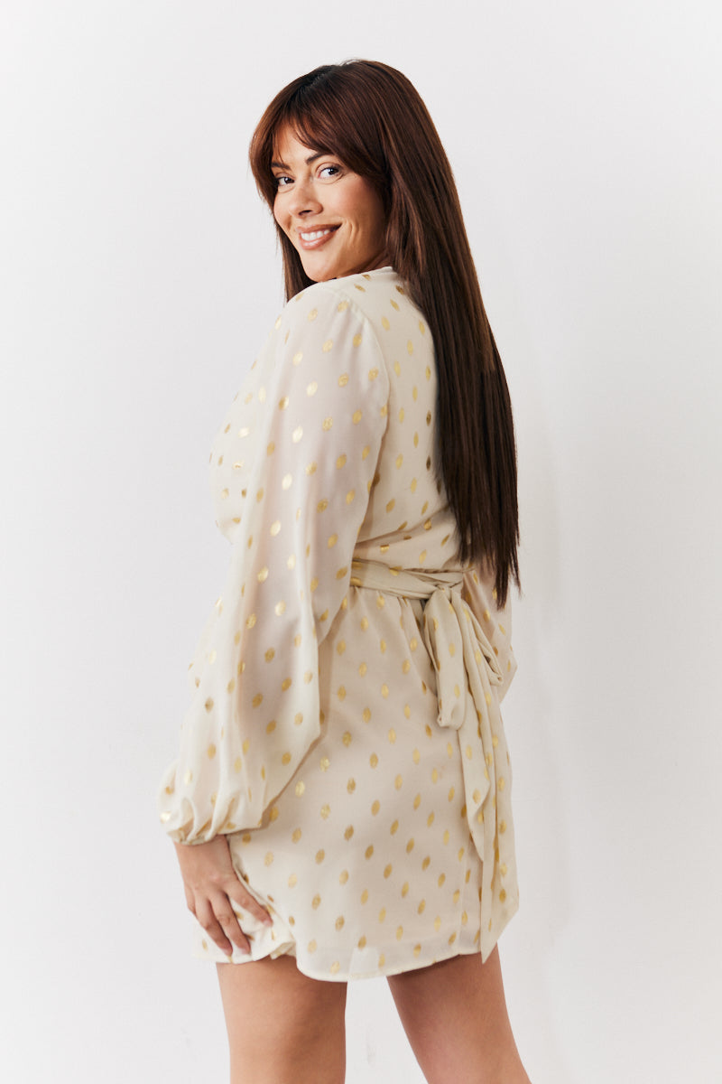 Gold Fleck Twist Detail Mini Dress