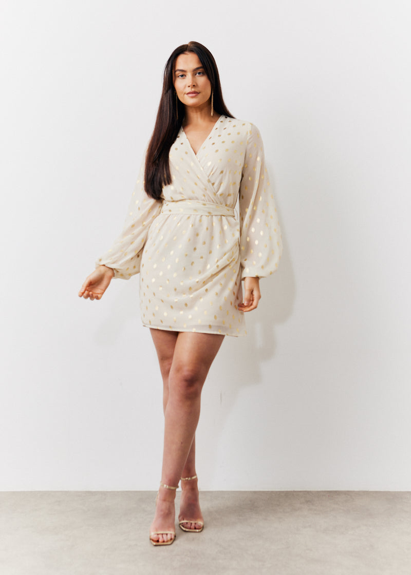 Gold Fleck Twist Detail Mini Dress