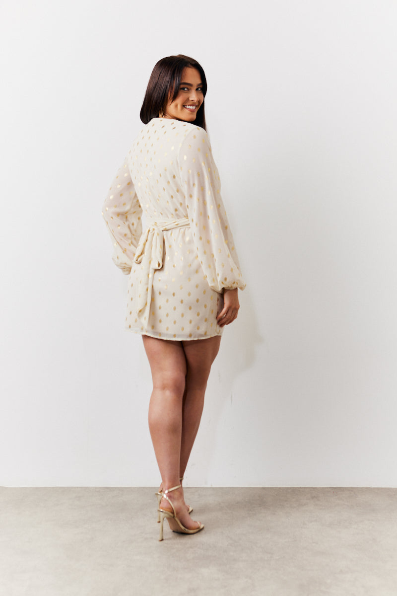 Gold Fleck Twist Detail Mini Dress