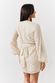 Gold Fleck Twist Detail Mini Dress