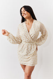 Gold Fleck Twist Detail Mini Dress