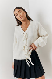 Bow Detail Knit Cardigan