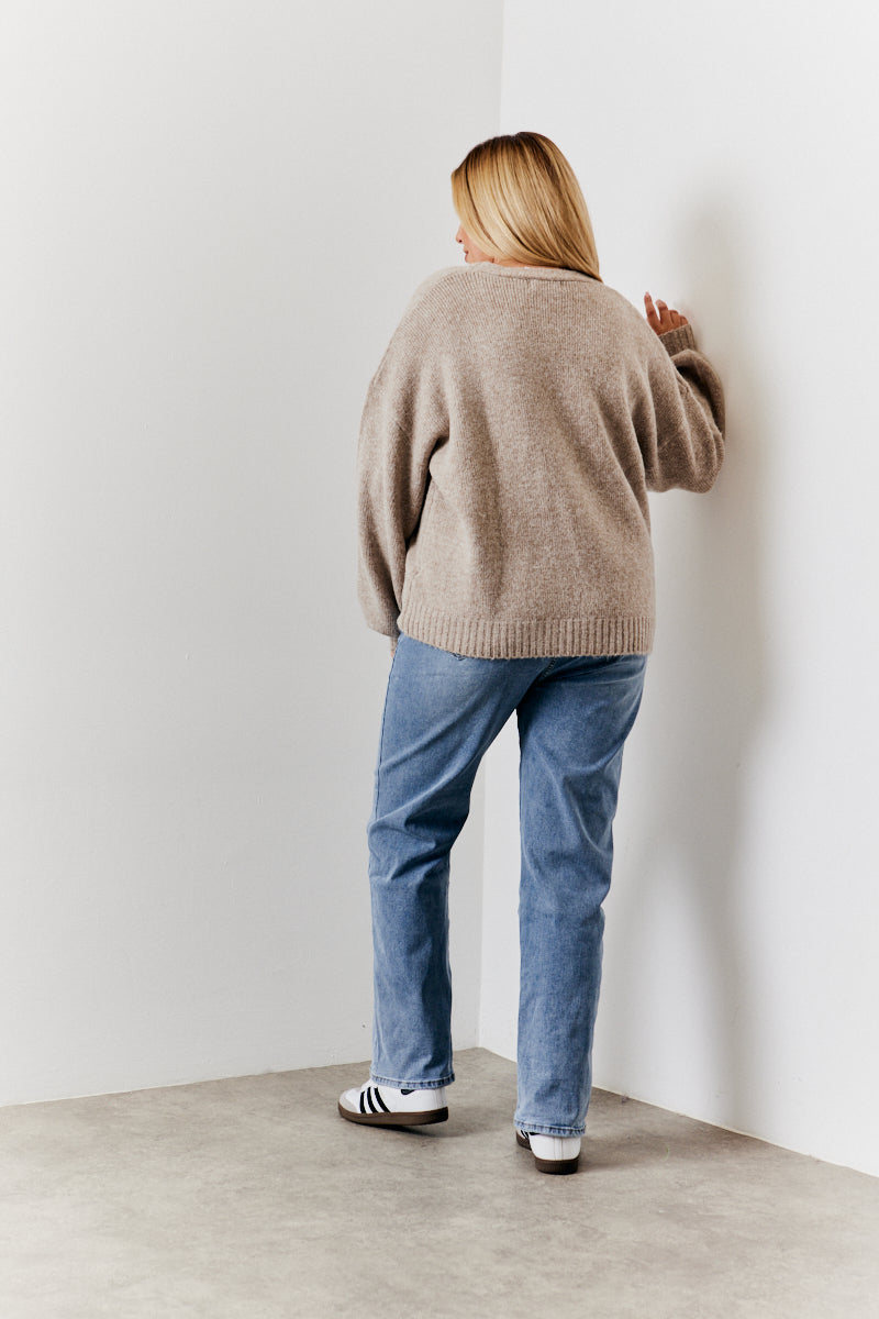 Recycled 3D Rose Button Front Knit Cardigan