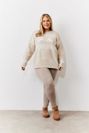 Beige Womens Reindeer Fairisle Knitted Jumper