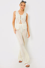 Knitted Crochet Co-Ord Waist Coat Top