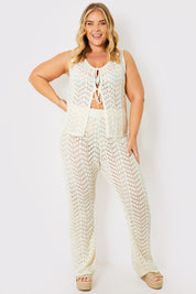 Knitted Crochet Co-Ord Waist Coat Top