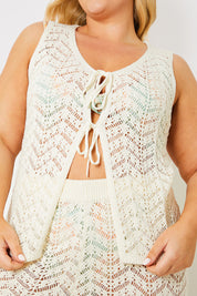 Knitted Crochet Co-Ord Waist Coat Top