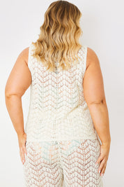 Knitted Crochet Co-Ord Waist Coat Top