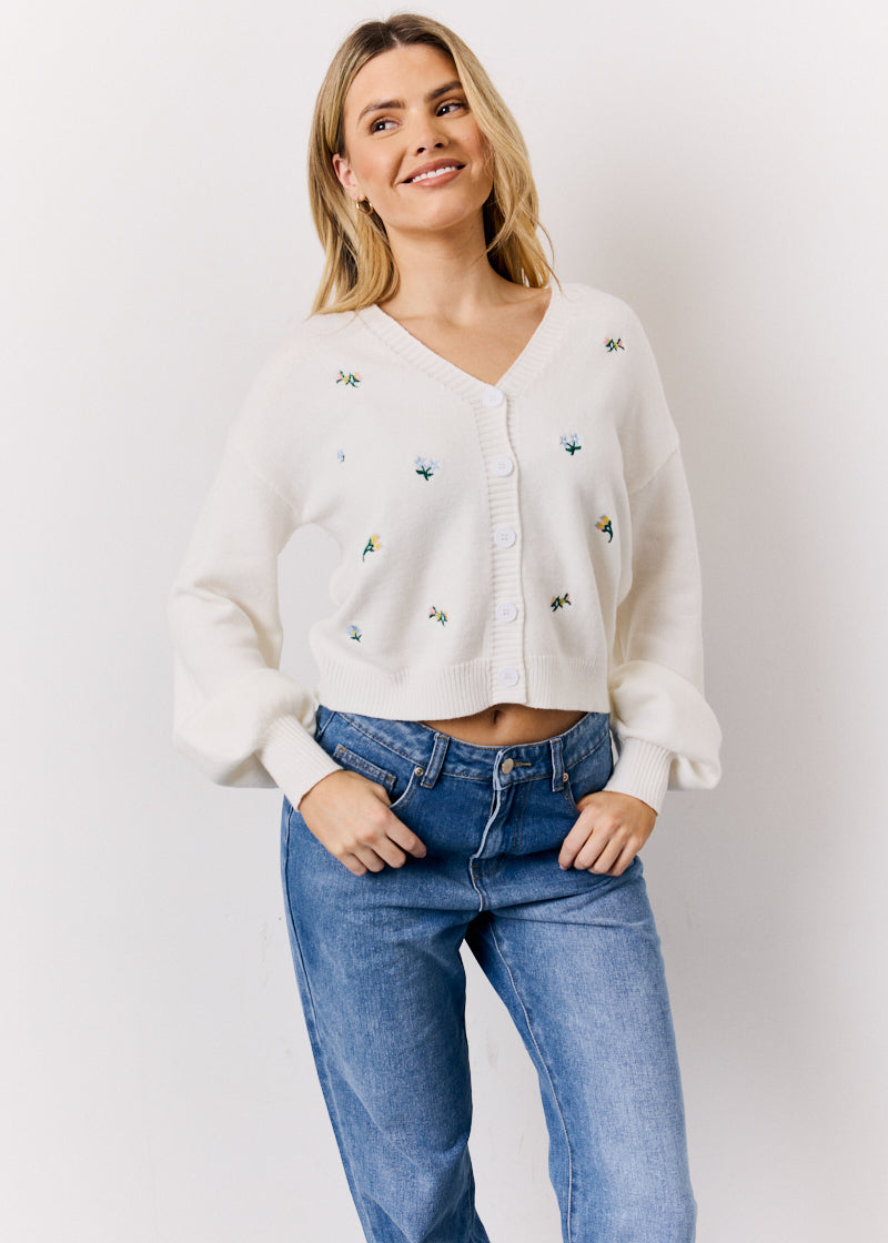 Knitted Embroidered Cardigan