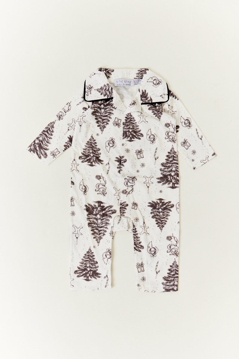 Cream Babies Christmas Tree Matching Family Romper