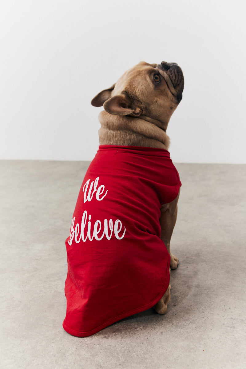 Red We Believe Matching Dog Coat