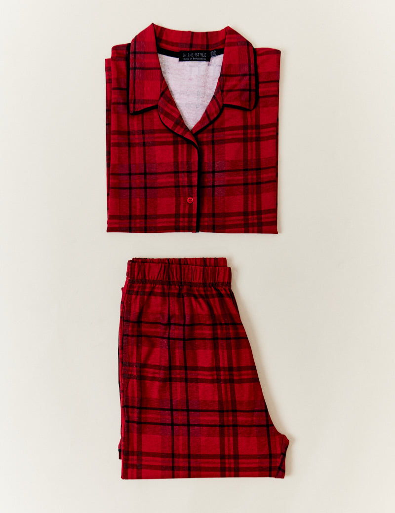 Red Womens Checked Matching Family Pj Set