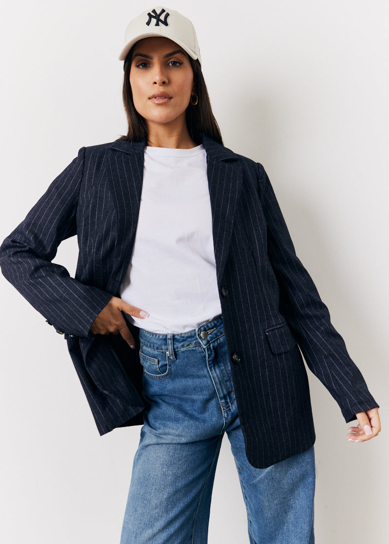 Pinstripe Relaxed Blazer
