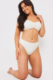 Textured Bandeau Knot Front Bikini Top