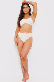Textured Bandeau Knot Front Bikini Top