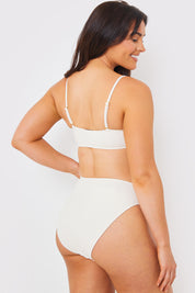 Textured Bandeau Knot Front Bikini Top