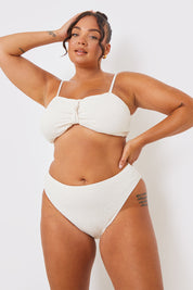 Textured Bandeau Knot Front Bikini Top