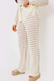 Sheered Chevron Wide Leg Trousers