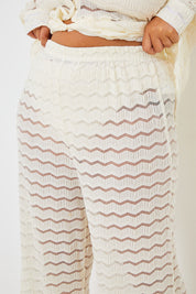 Sheered Chevron Wide Leg Trousers