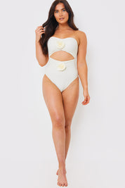 Corsage Detail Bandeau Swimsuit