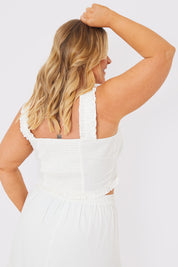 Woven Milkmaid Frill Crop Top