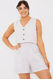 Stripe Textured Button Through Waistcoat