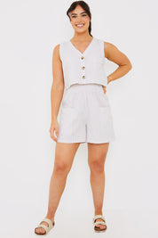Stripe Textured Button Through Waistcoat