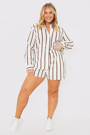 Stripe Linen Look Drawstring Co-Ord Shorts