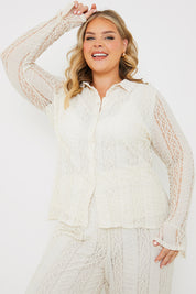 Textured Lace Co Ord Shirt