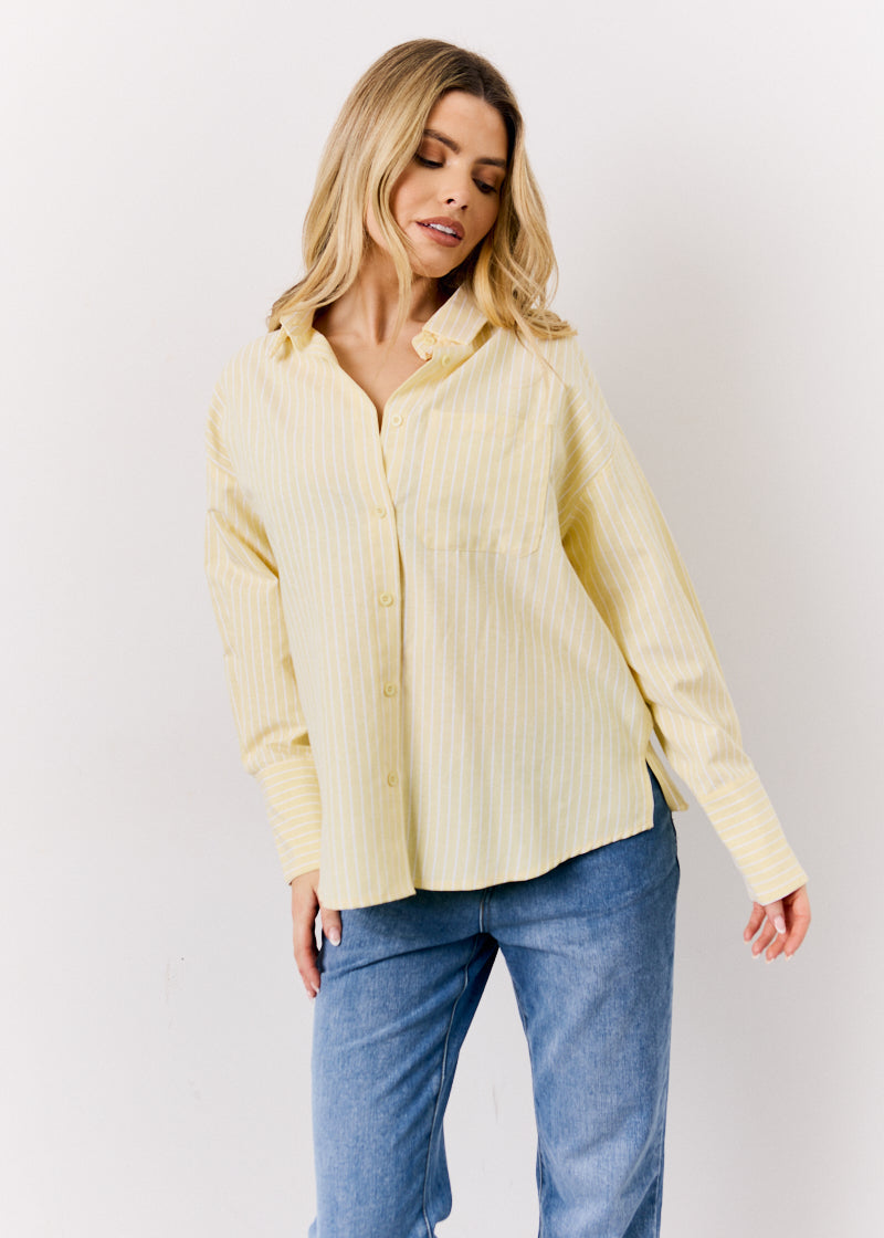 Yellow Oversized Stripe Shirt