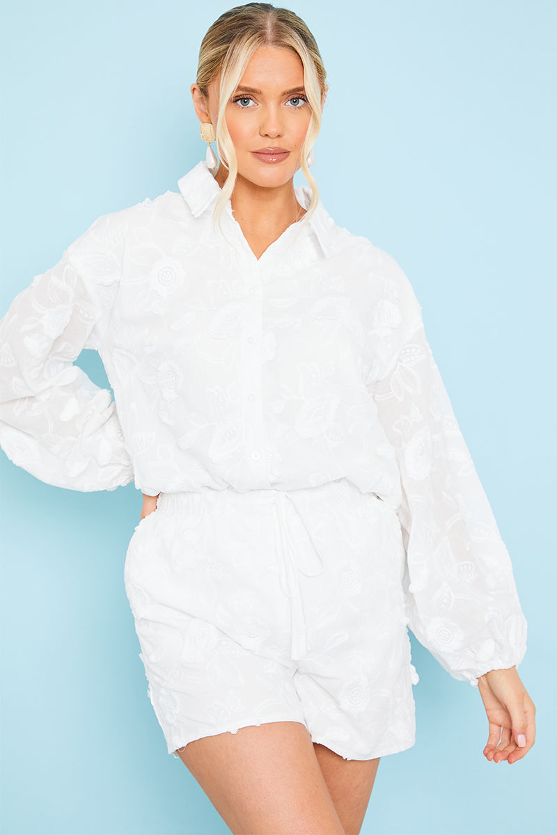 Floral Applique Button Through Shirt