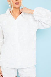 Floral Applique Button Through Shirt