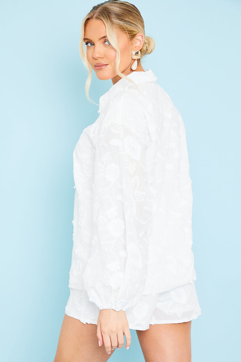 Floral Applique Button Through Shirt