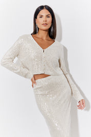 Sequin Button Front Top