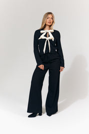 Long Sleeve Tie Front Bow Top