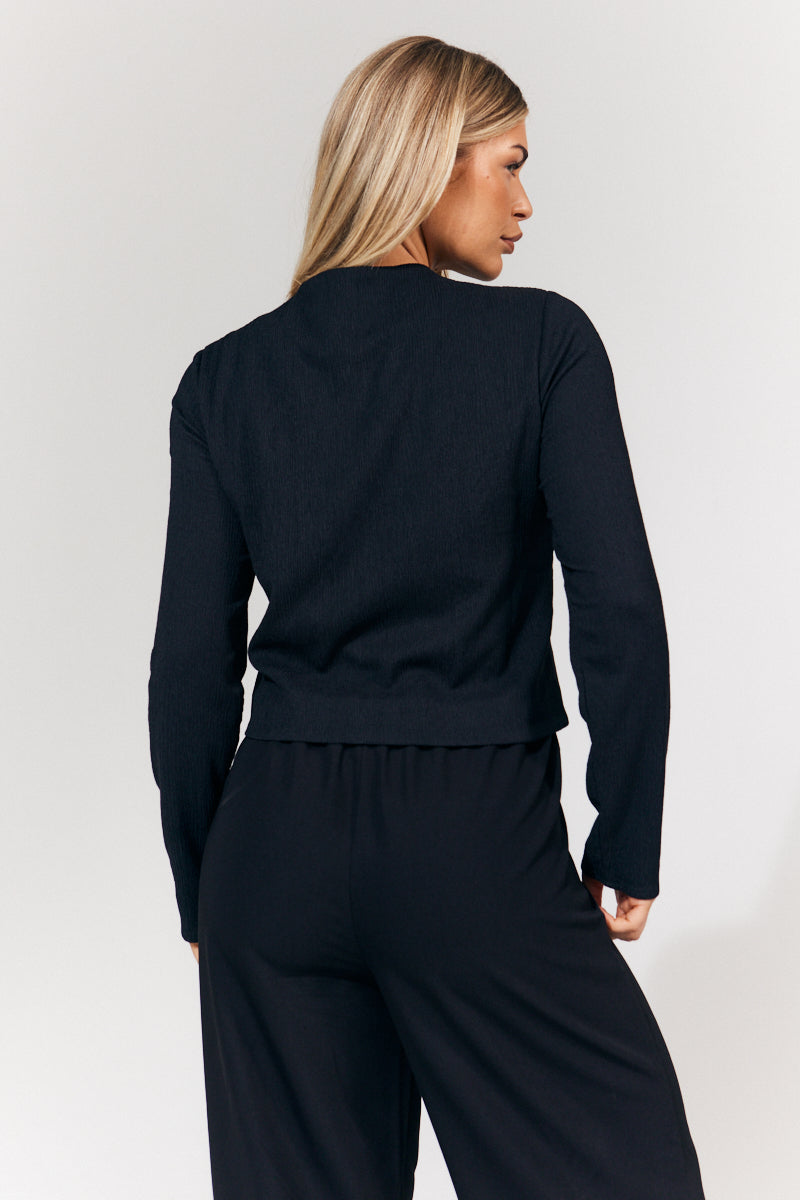 Long Sleeve Tie Front Bow Top