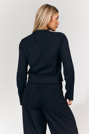 Long Sleeve Tie Front Bow Top