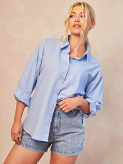 Light Blue Denim Paper Bag Shorts
