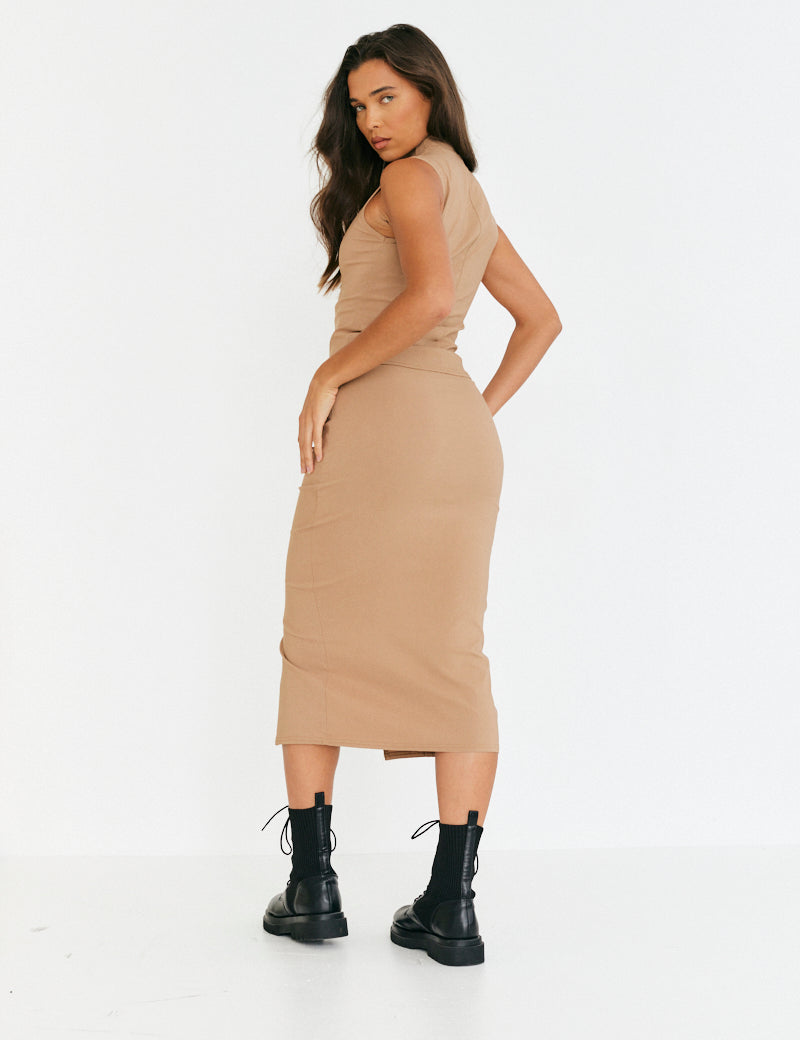 Structured Split Front Co-Ord Midi Skirt