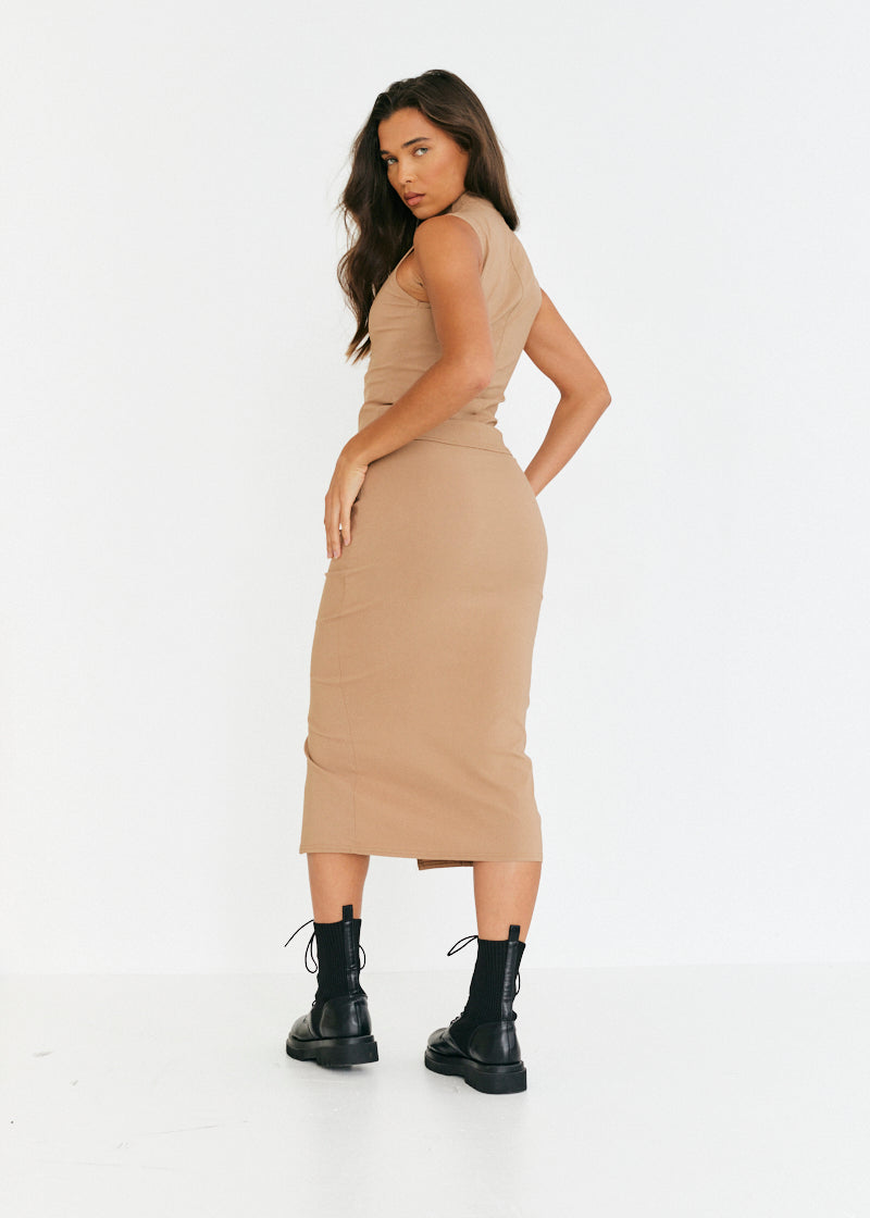 Structured Split Front Co-Ord Midi Skirt