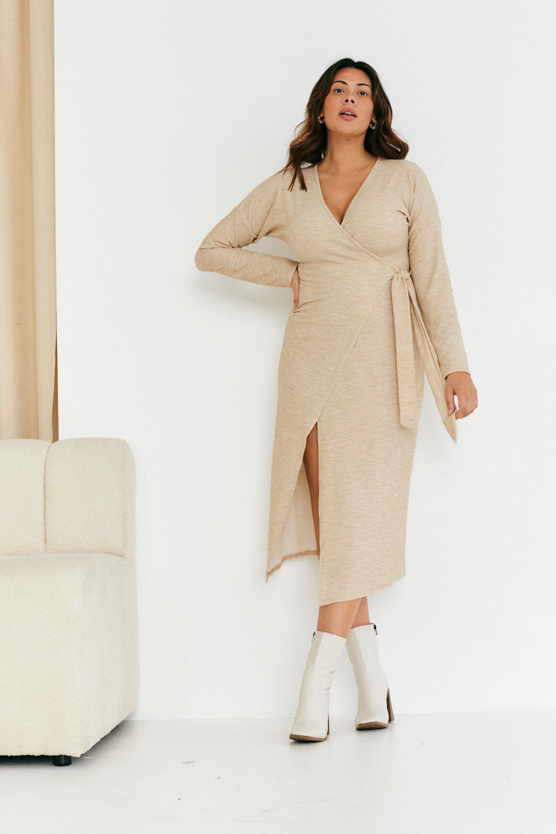 Rib Wrap Midi Dress
